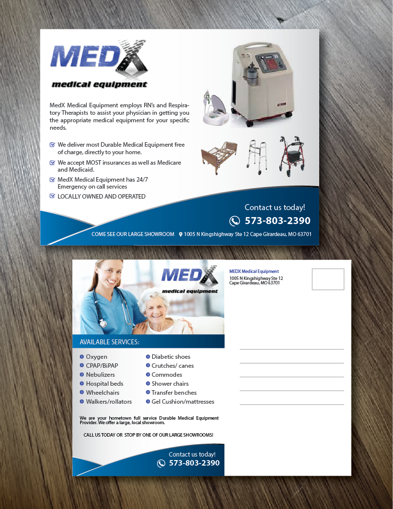 Postkarten-Design von alex989 für MedX Medical Equipment | Design #10139879