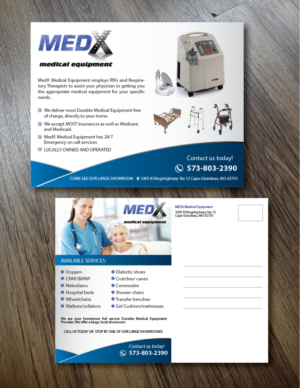 Postcard Design by alex989 for MedX Medical Equipment | Design: #10139879