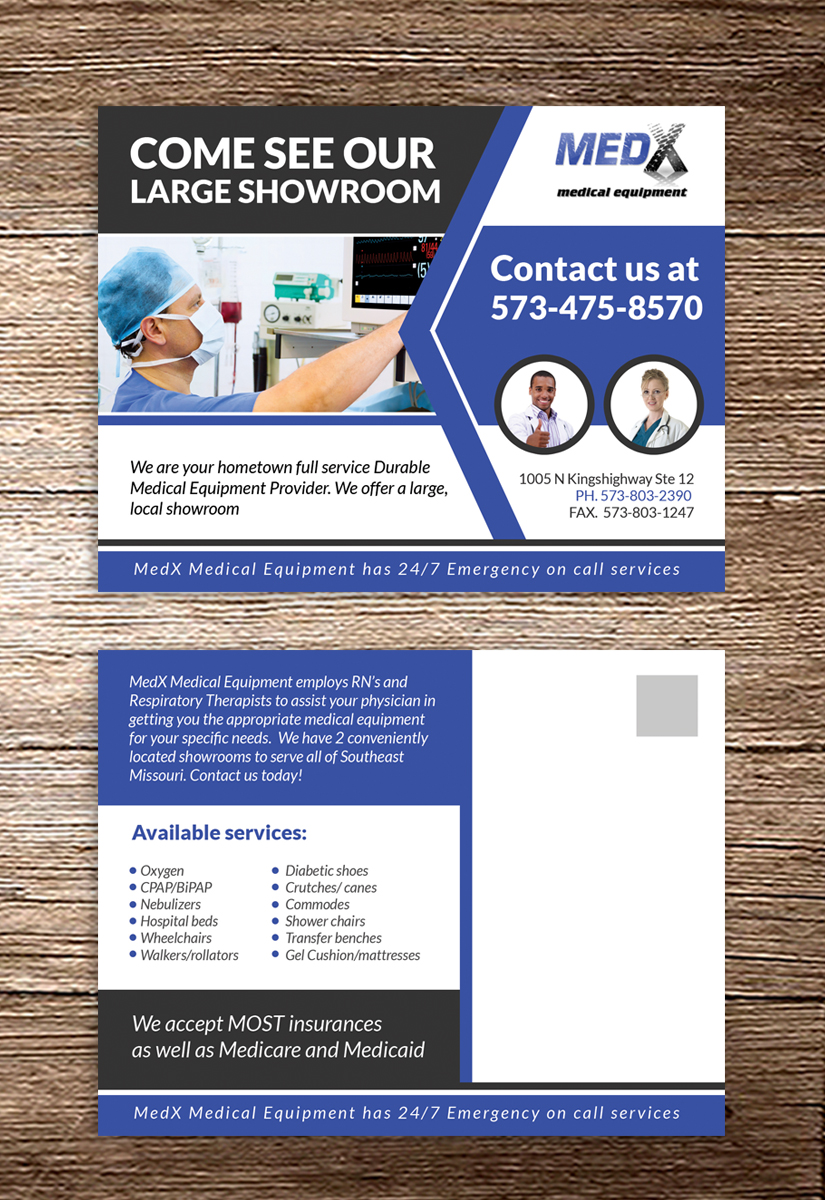 Postkarten-Design von debdesign für MedX Medical Equipment | Design #10144308