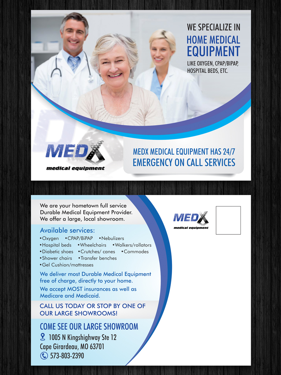 Postkarten-Design von ecorokerz für MedX Medical Equipment | Design #10141215