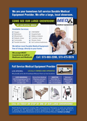 Postcard Design by meet007 for MedX Medical Equipment | Design: #10159906