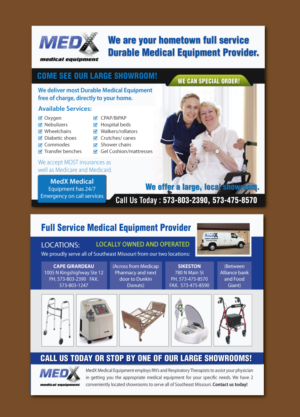 Postcard Design by meet007 for MedX Medical Equipment | Design: #10184982