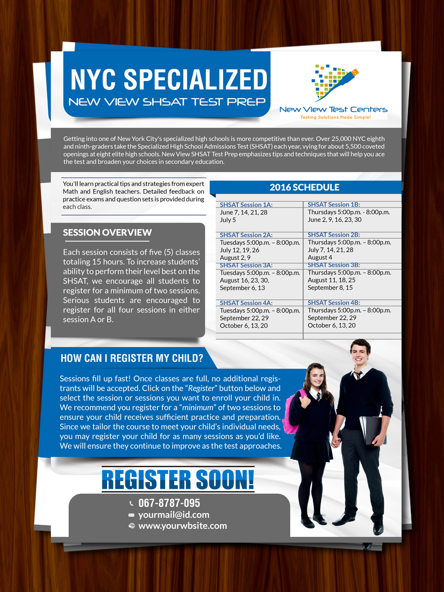 Diseño de Flyer por debdesign para New View Test Centers, LLC | Diseño #10172341