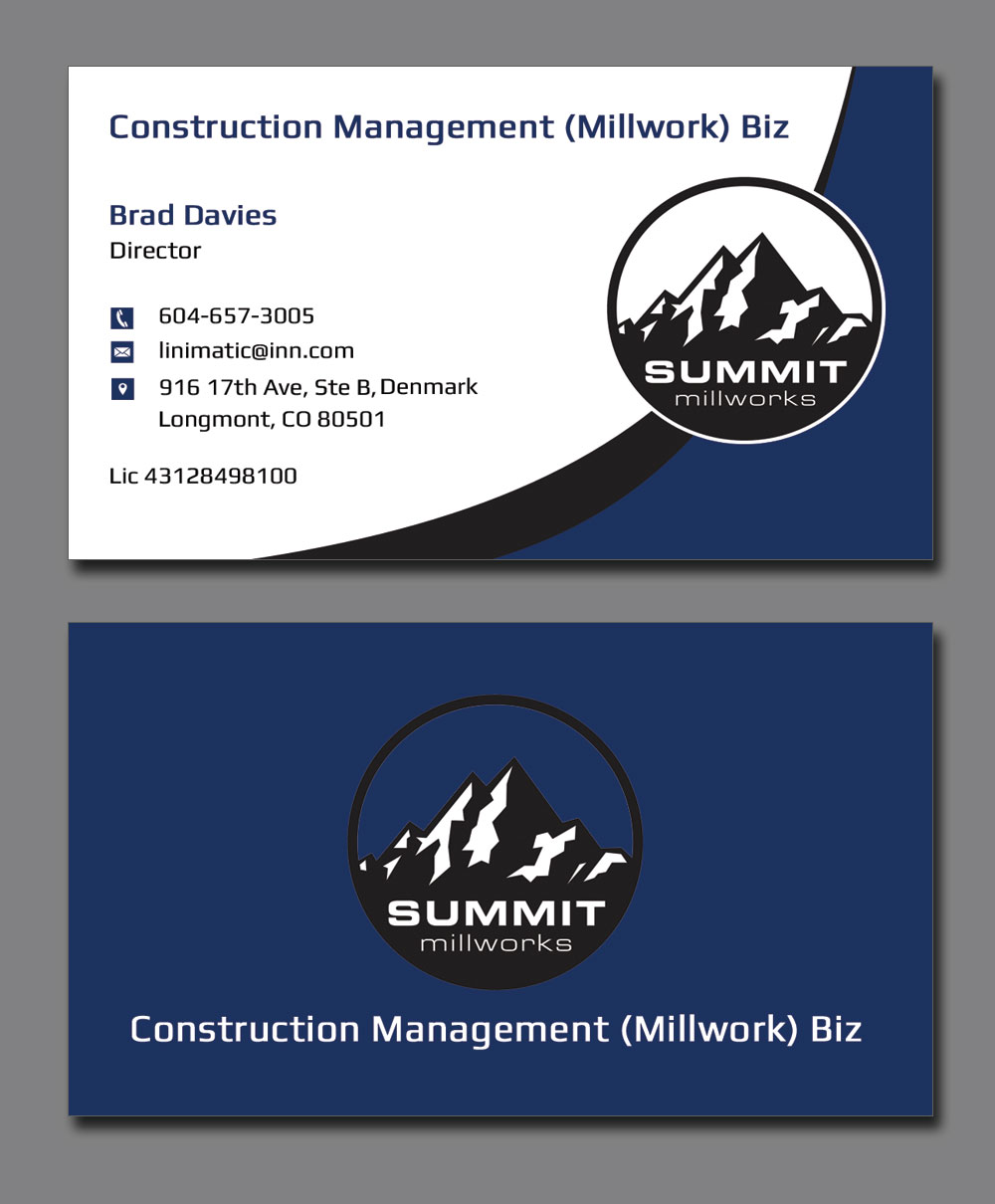 Business Card Design by Lanka Ama for Summit millworks  | Design #10160650