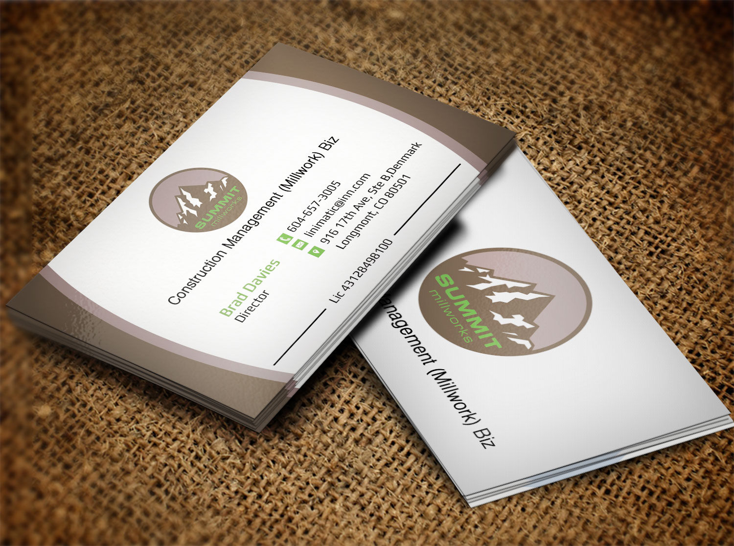 Business Card Design by Lanka Ama for Summit millworks  | Design #10160656