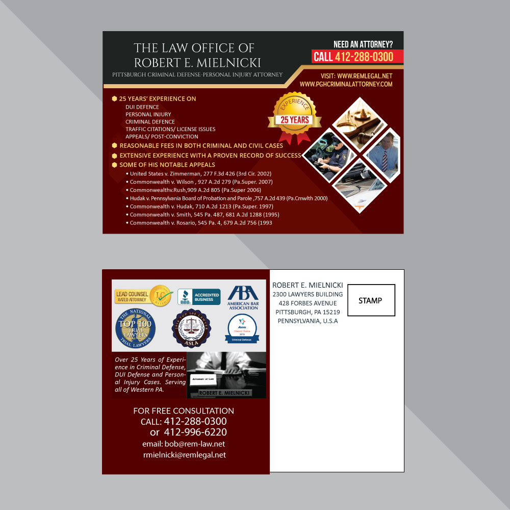 Postcard Design by Potua BD for Robert E. Mielnicki, Esq. | Design #10190253