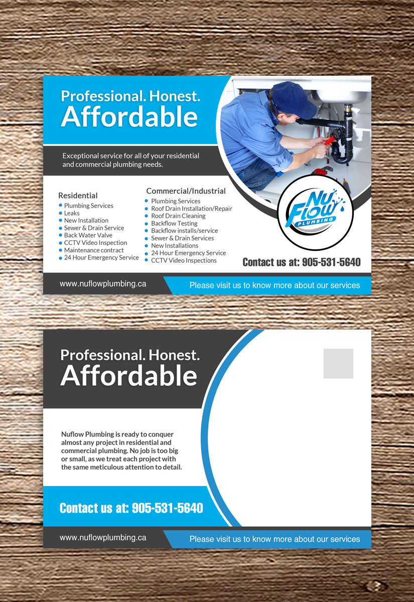 Postcard Design by debdesign for Nuflow Plumbing | Design #10237025