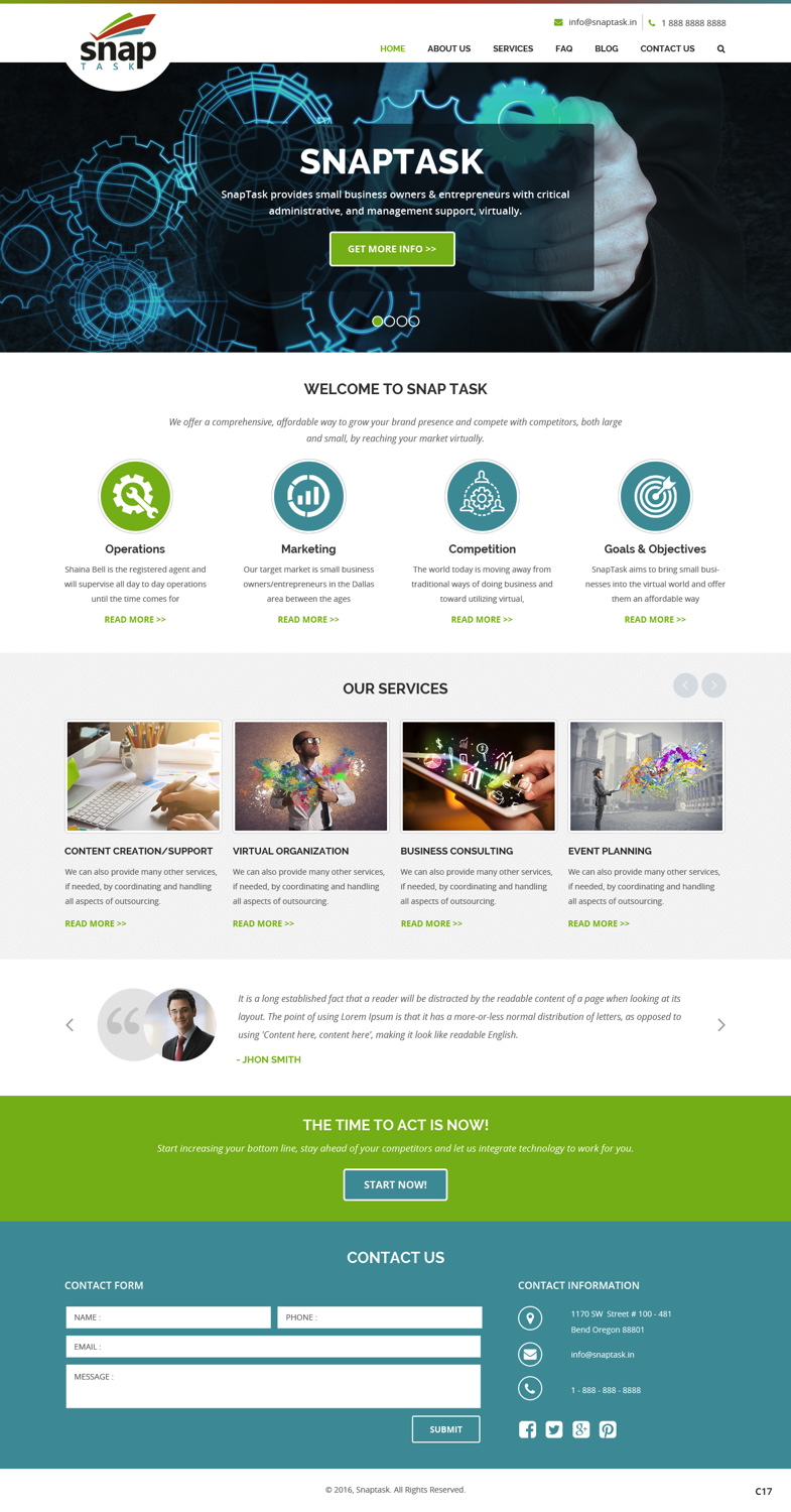 Wordpress Design by pb for SnapTask | Design #10202906