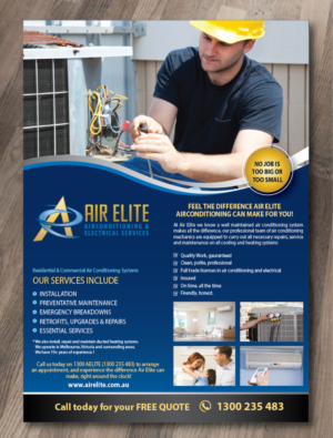 Flyer Design by alex989 for Air Elite Airconditioning and Electrical Services | Design: #10198038