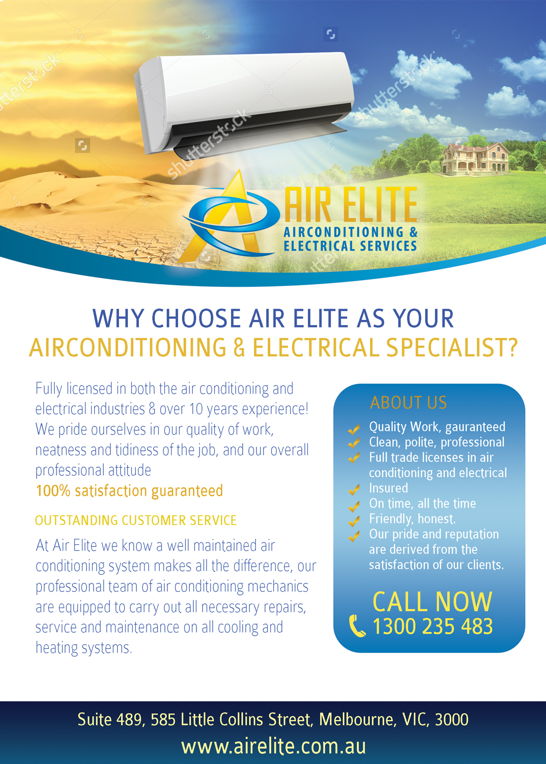 Diseño de Flyer por leuchi para Air Elite Airconditioning and Electrical Services | Diseño #10197757