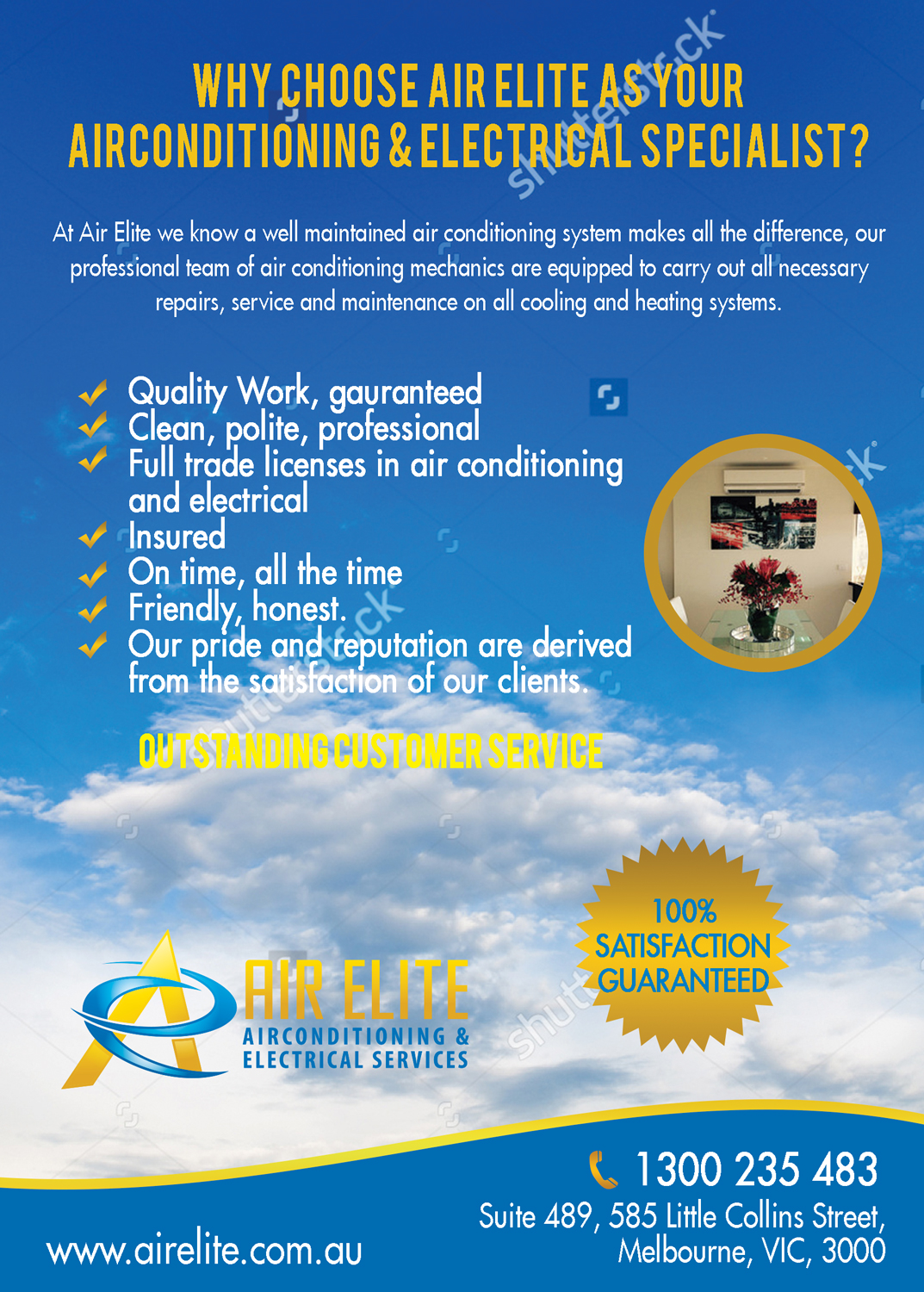 Diseño de Flyer por leuchi para Air Elite Airconditioning and Electrical Services | Diseño #10204572