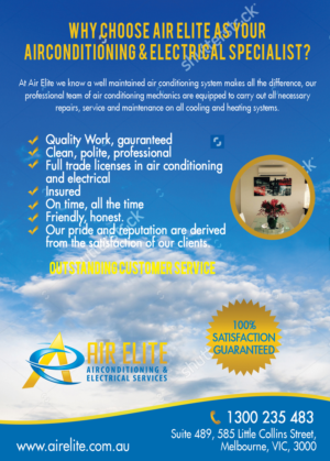 Flyer Design by leuchi for Air Elite Airconditioning and Electrical Services | Design: #10204572