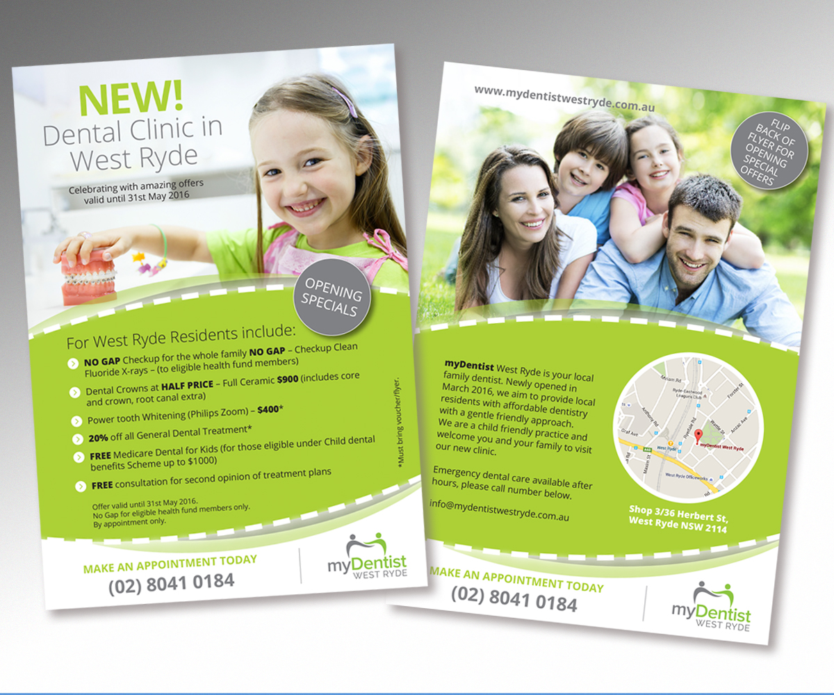 Flyer Design by andrew3344 for myDentist West Ryde | Design #10251852