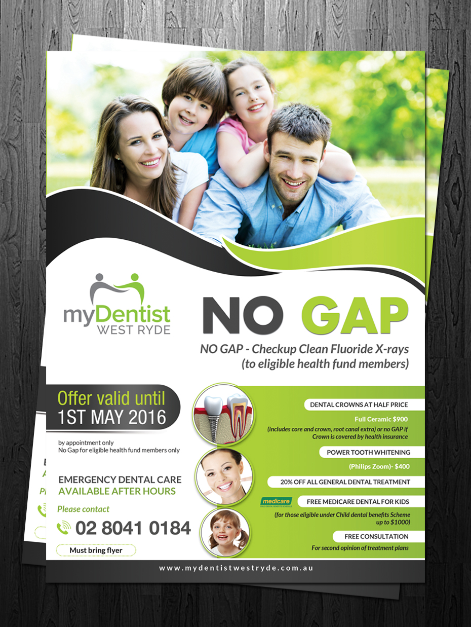 Diseño de Flyer por debdesign para myDentist West Ryde | Diseño #10197442
