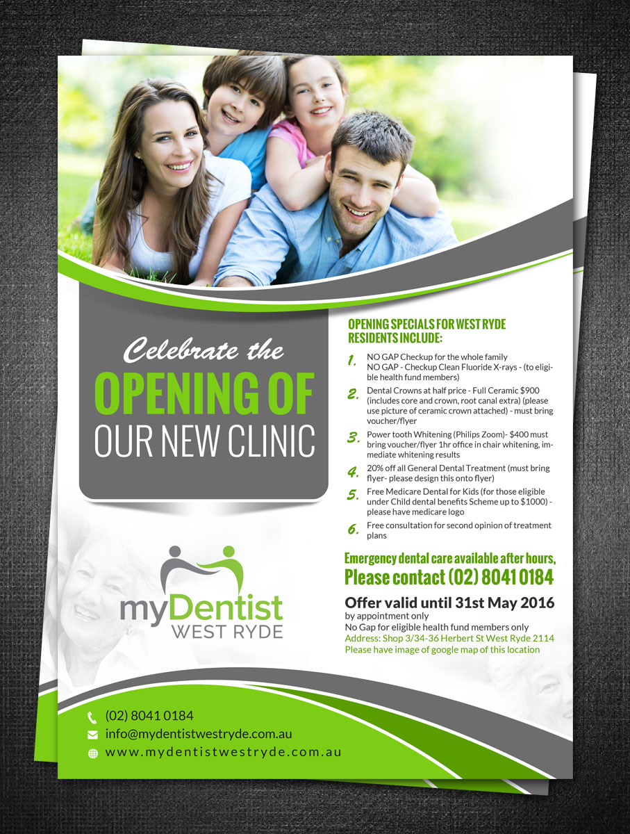 Flyer Design by debdesign for myDentist West Ryde | Design #10264694