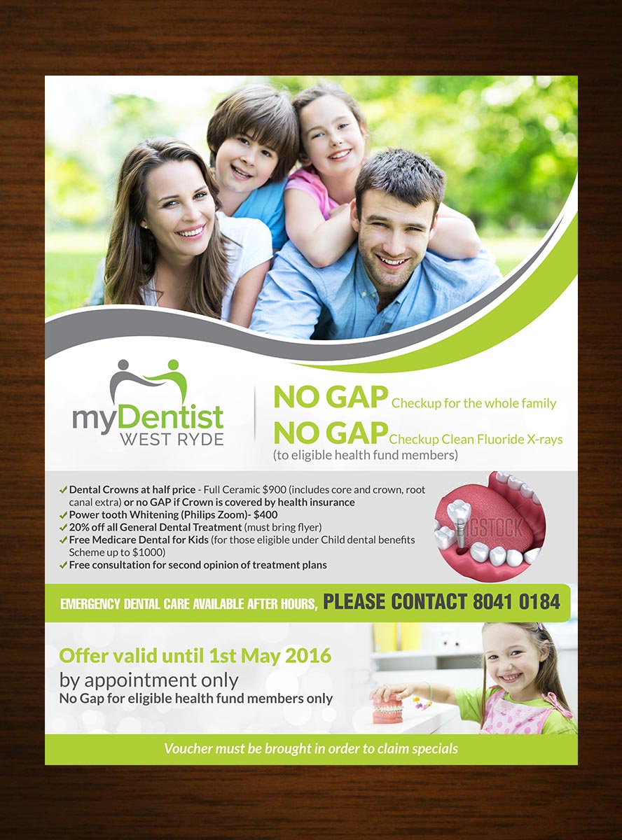 Diseño de Flyer por creative.bugs para myDentist West Ryde | Diseño #10200819