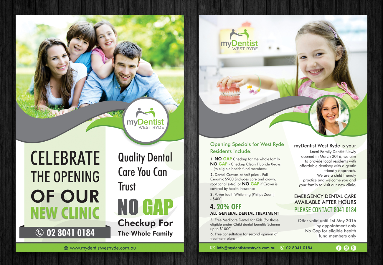 Flyer Design by ecorokerz for myDentist West Ryde | Design #10198043