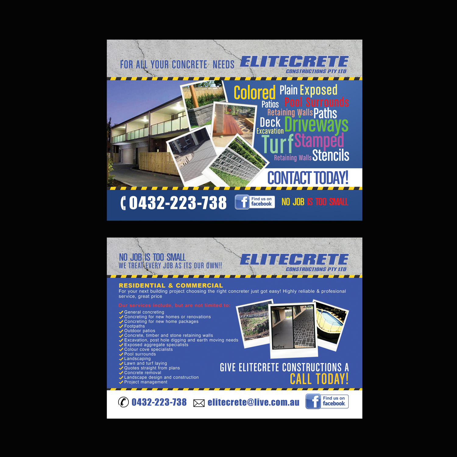 Flyer-Design von NatPearlDesigns für Elitecrete Constructions Pty Ltd | Design #10204324