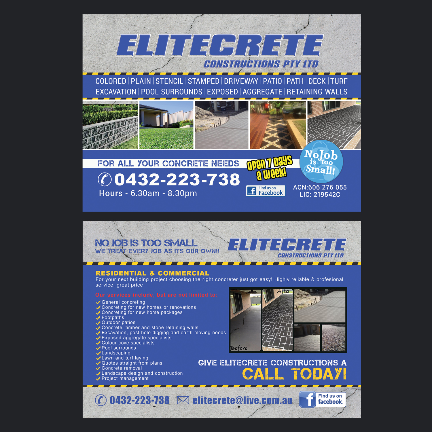 Flyer Design by NatPearlDesigns for Elitecrete Constructions Pty Ltd | Design #10226446