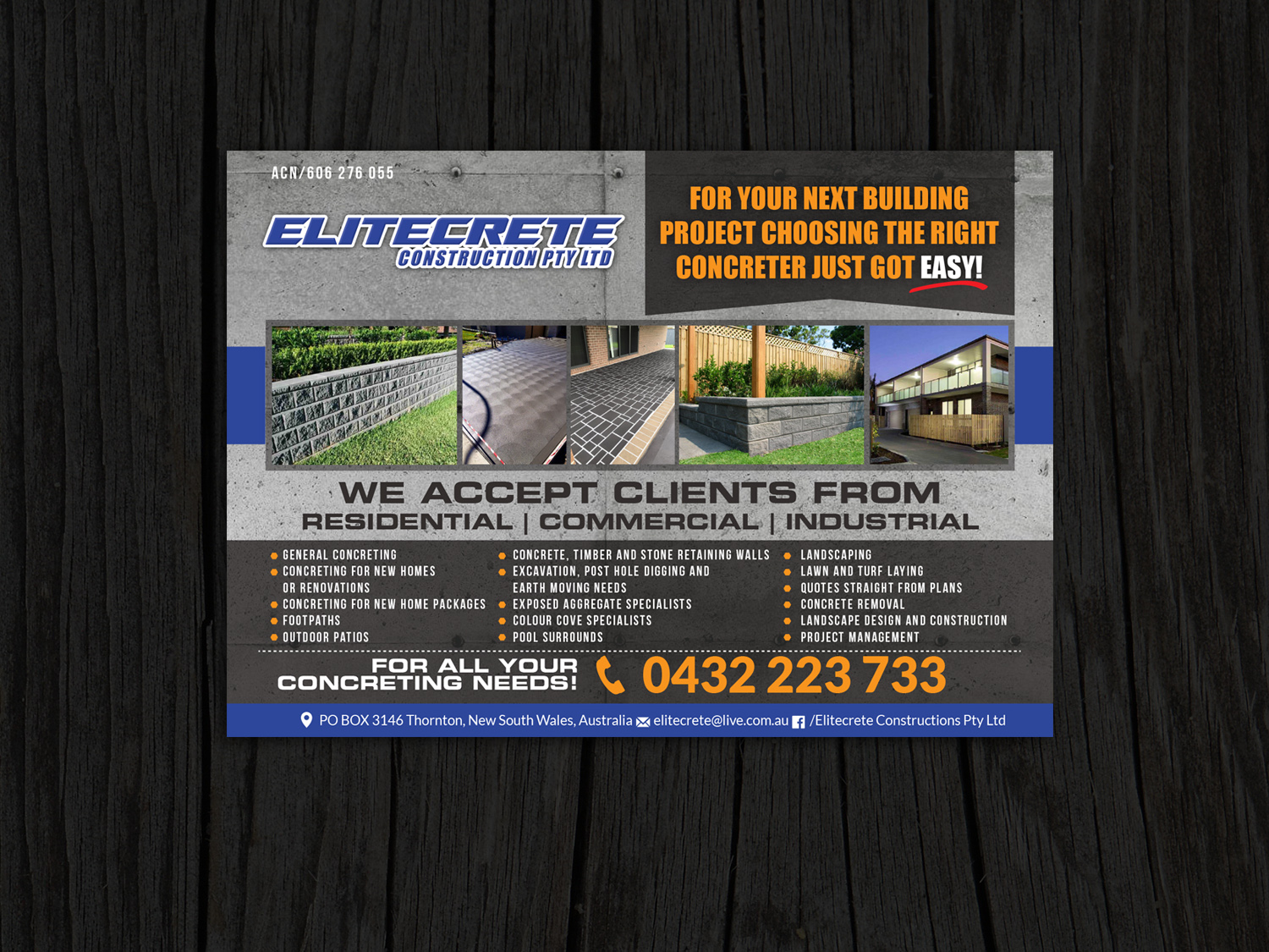 Flyer-Design von Priyo Subarkah für Elitecrete Constructions Pty Ltd | Design #10198235