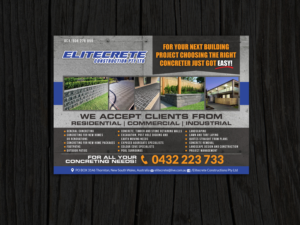 Flyer Design by Priyo Subarkah for Elitecrete Constructions Pty Ltd | Design #10198235