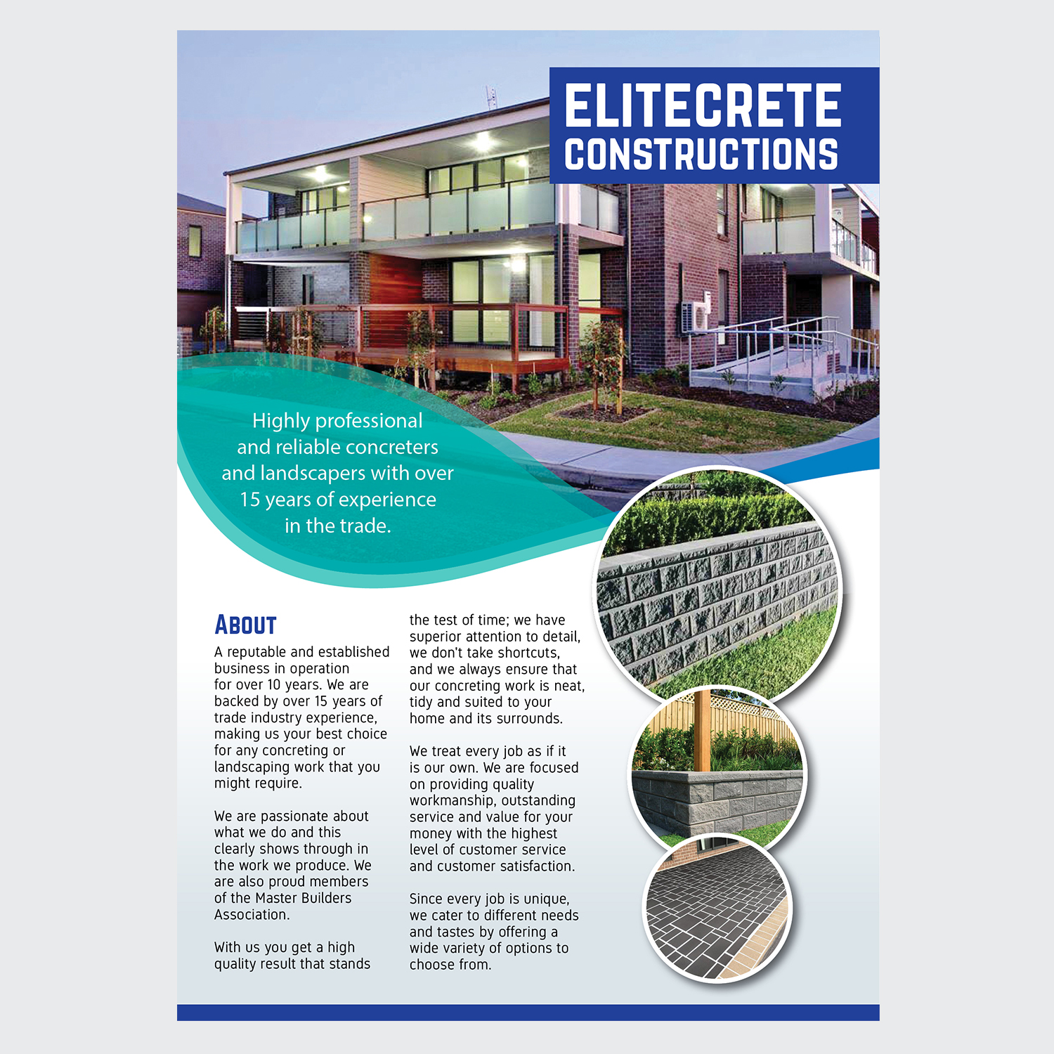 Flyer Design by Awash for Elitecrete Constructions Pty Ltd | Design #10196233