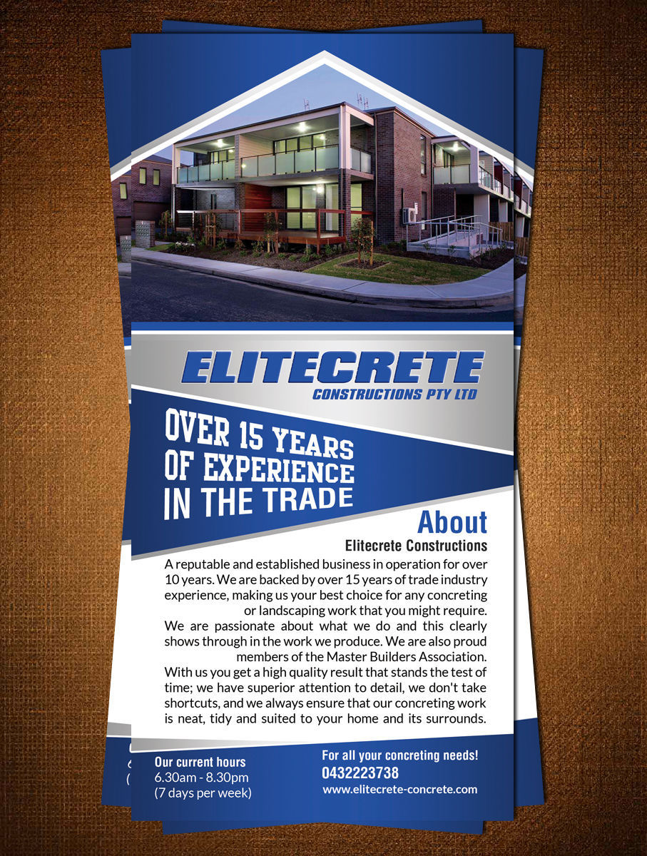 Flyer-Design von creative.bugs für Elitecrete Constructions Pty Ltd | Design #10198889