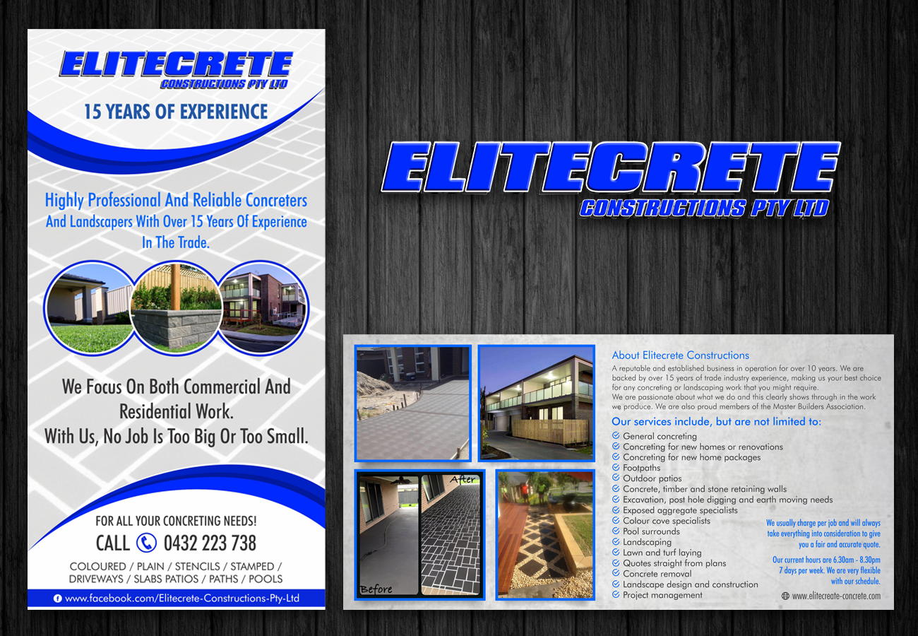 Flyer Design by ecorokerz for Elitecrete Constructions Pty Ltd | Design #10195805