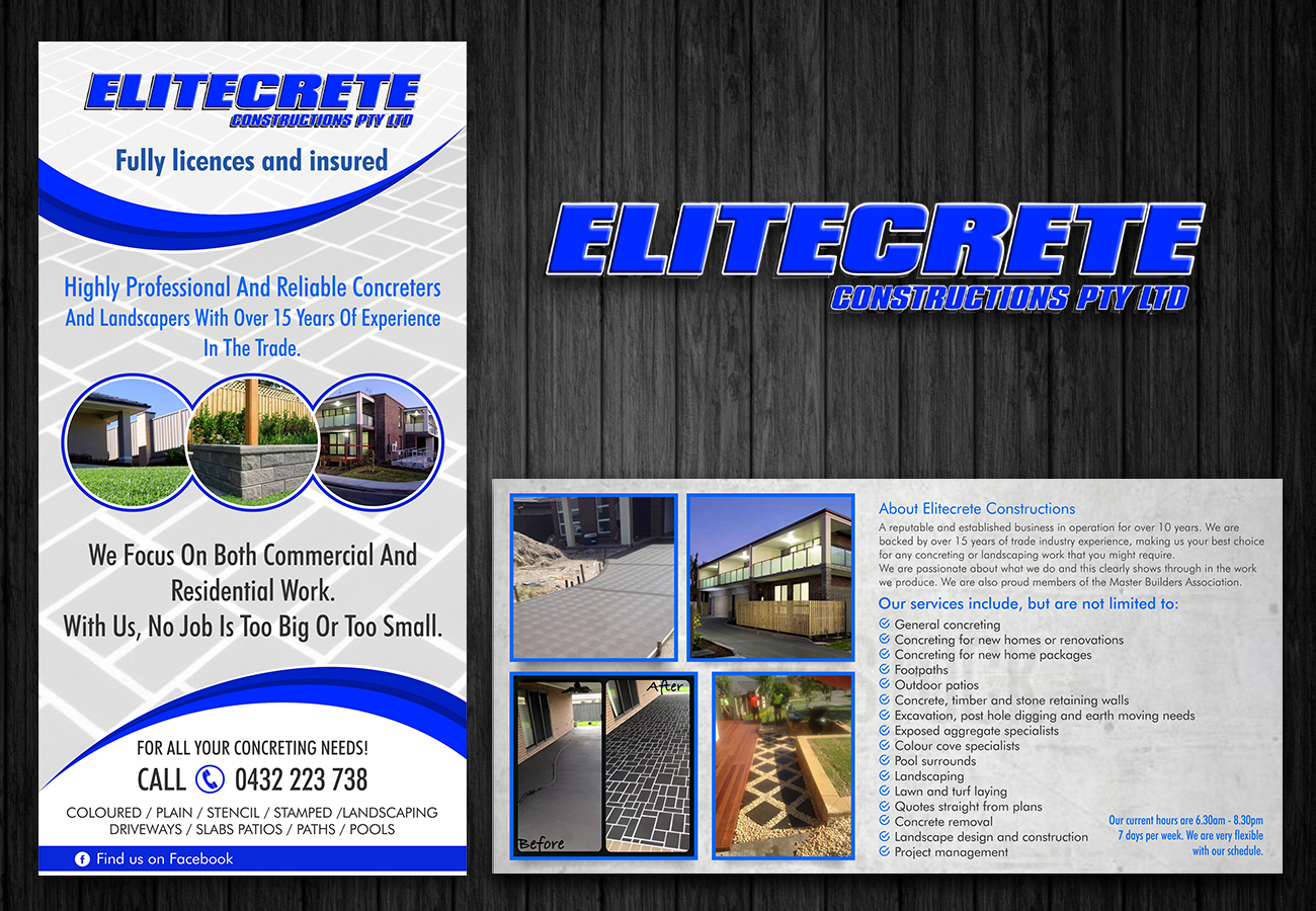 Flyer-Design von ecorokerz für Elitecrete Constructions Pty Ltd | Design #10225625
