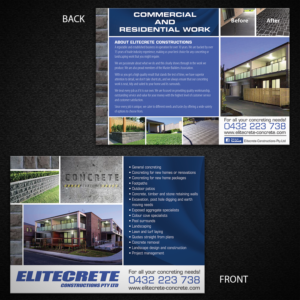 Diseño de Flyer por Mon01 para Elitecrete Constructions Pty Ltd | Diseño: #10197135