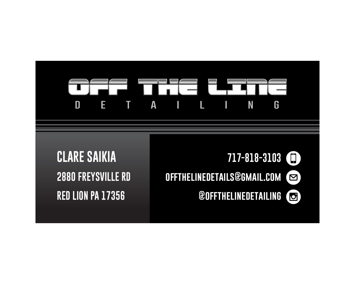Business Card Design by Ivan84 for Off the Line Detailing | Design #10221807
