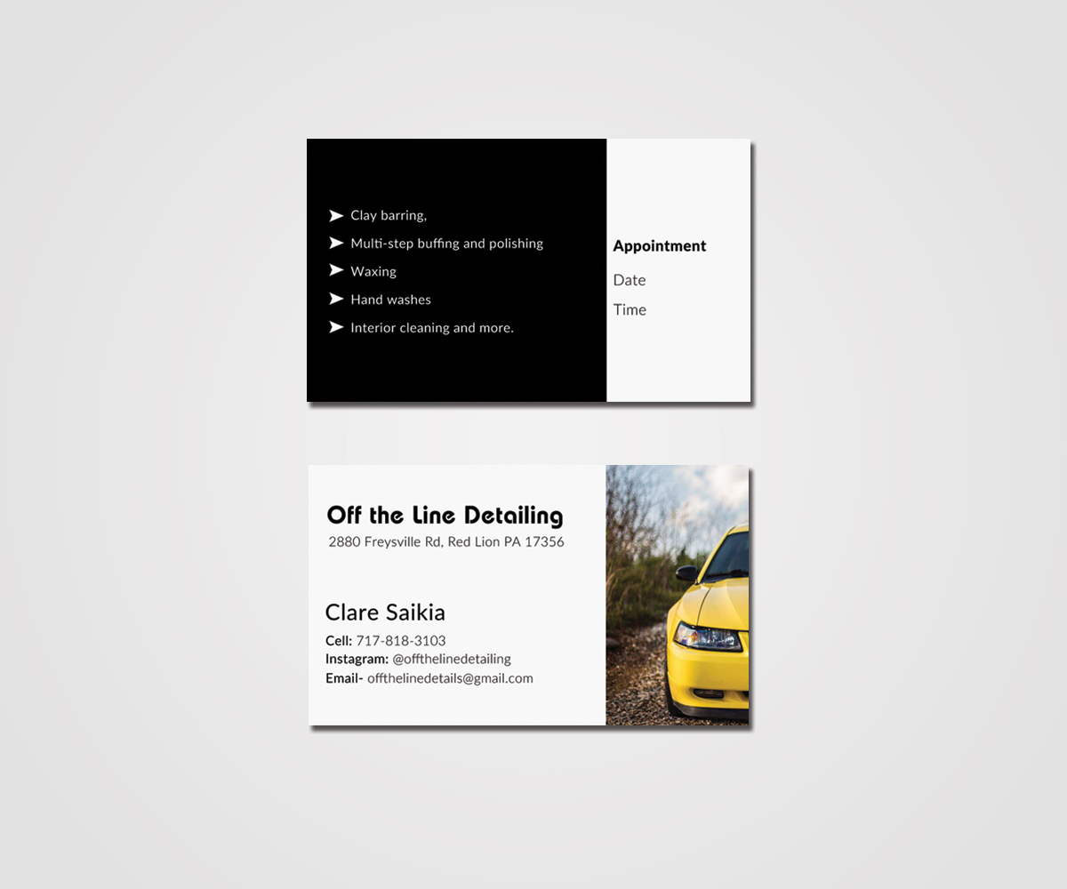 Business Card Design by JK18 for Off the Line Detailing | Design #10227406