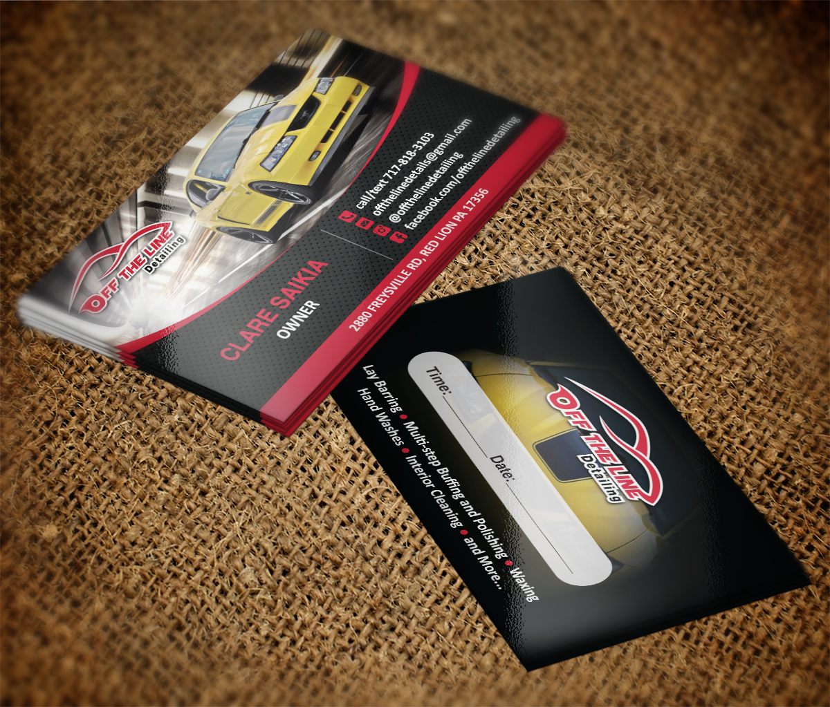 Business Card Design by Grafactory for Off the Line Detailing | Design #10285892