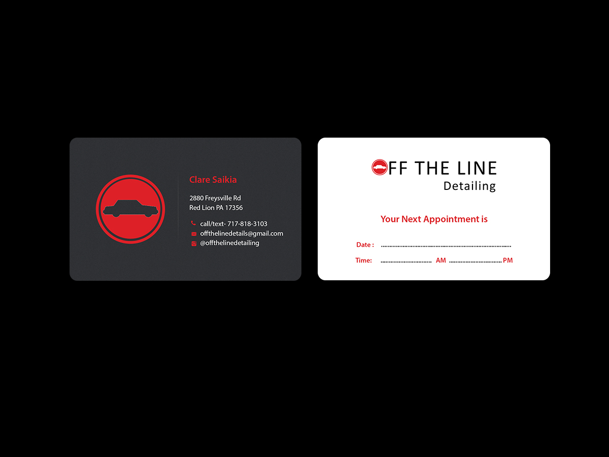 Business Card Design by Creations Box 2015 for Off the Line Detailing | Design #10249879
