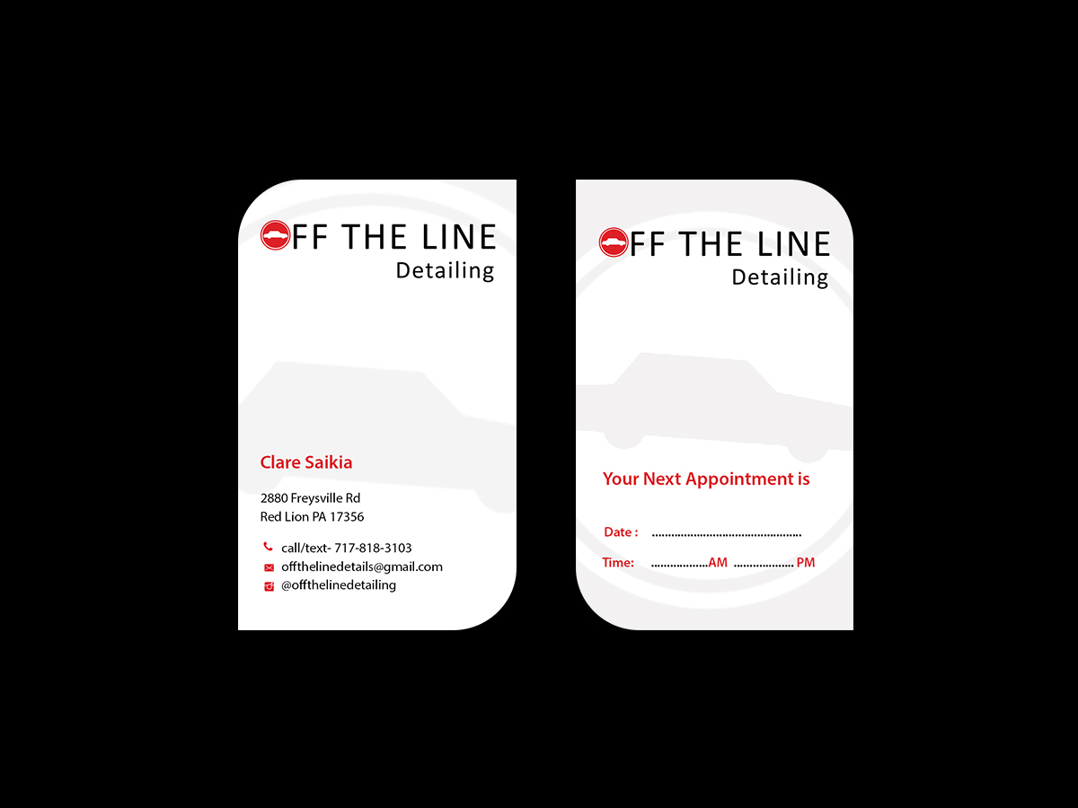Business Card Design by Creations Box 2015 for Off the Line Detailing | Design #10249885