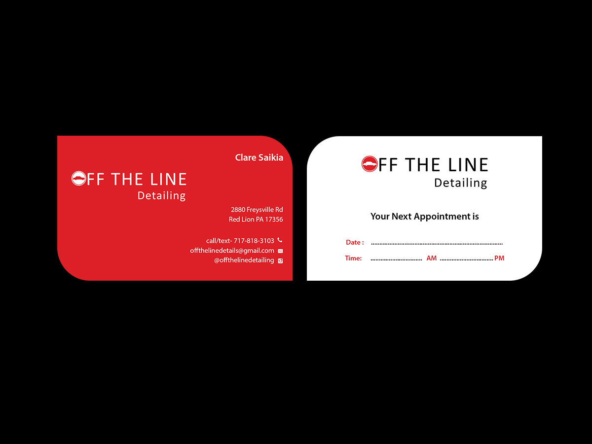 Business Card Design by Creations Box 2015 for Off the Line Detailing | Design #10249889