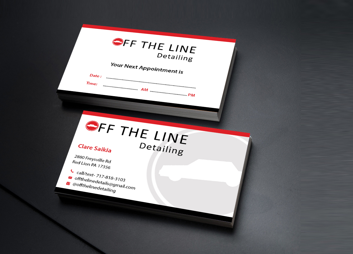 Business Card Design by Creations Box 2015 for Off the Line Detailing | Design #10249891