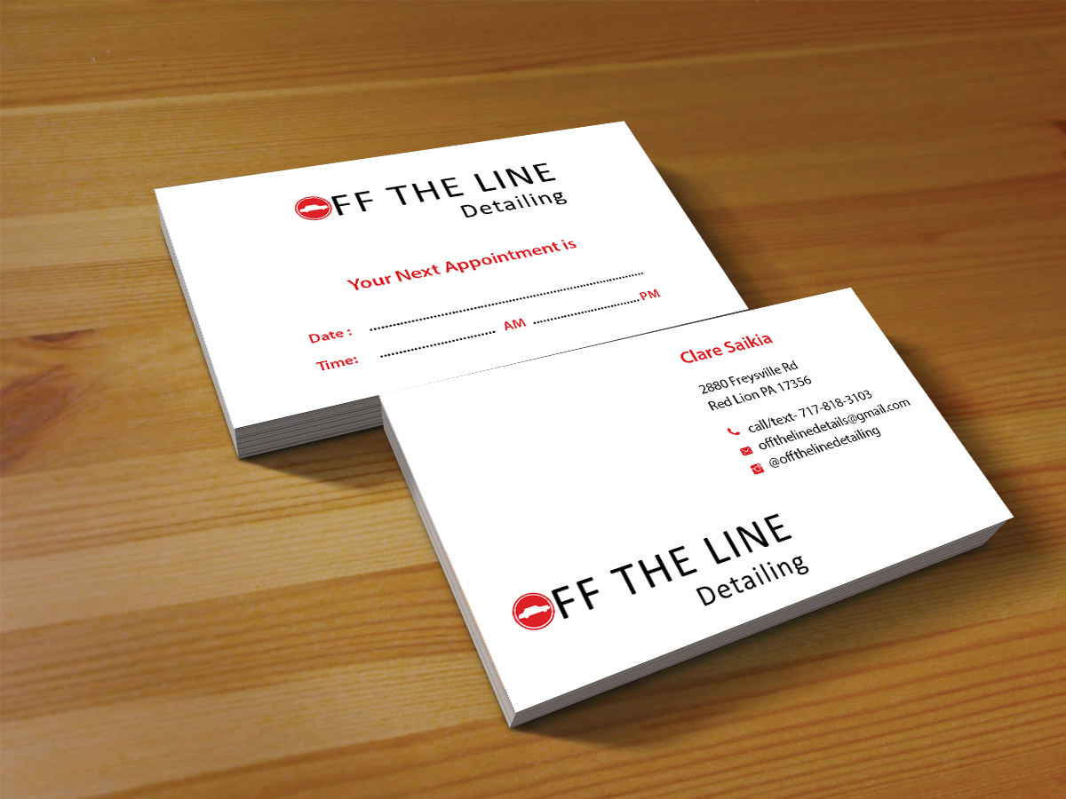 Business Card Design by Creations Box 2015 for Off the Line Detailing | Design #10249892