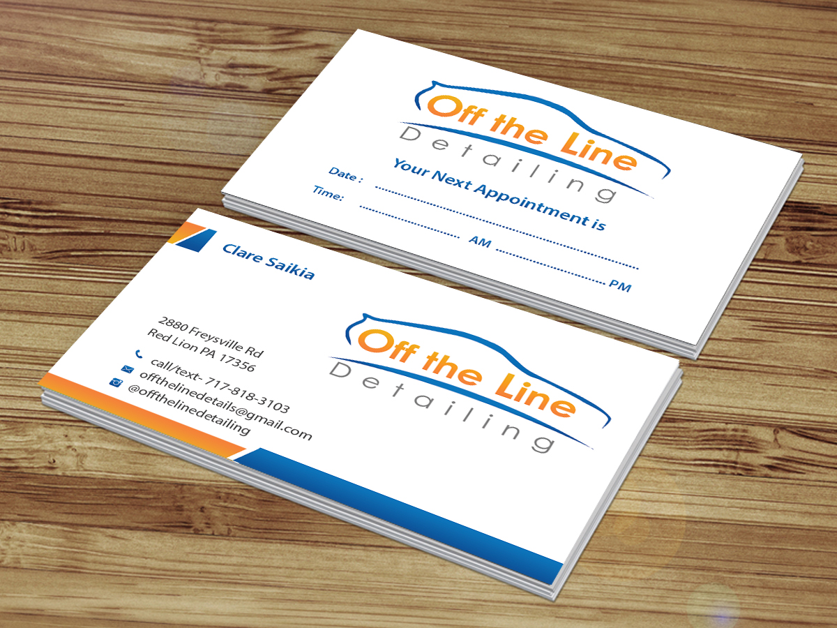 Business Card Design by Creations Box 2015 for Off the Line Detailing | Design #10249909