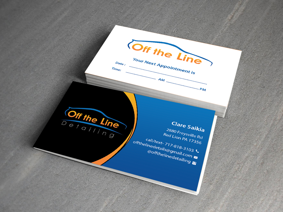 Business Card Design by Creations Box 2015 for Off the Line Detailing | Design #10249910