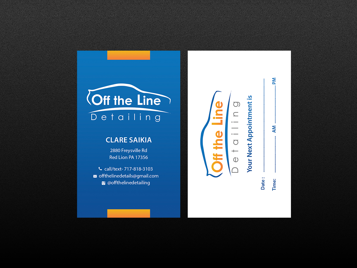 Business Card Design by Creations Box 2015 for Off the Line Detailing | Design #10249912
