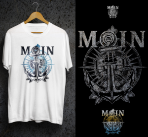 modern maritime graphic of a word and an anchor | Diseño de Camiseta por Light Hand Design