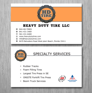 Business Card Design by Lanka Ama for HEAVY DUTY TIRE, LLC | Design: #10227873