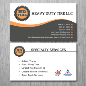 Business Card Design by Lanka Ama for HEAVY DUTY TIRE, LLC | Design: #10227880