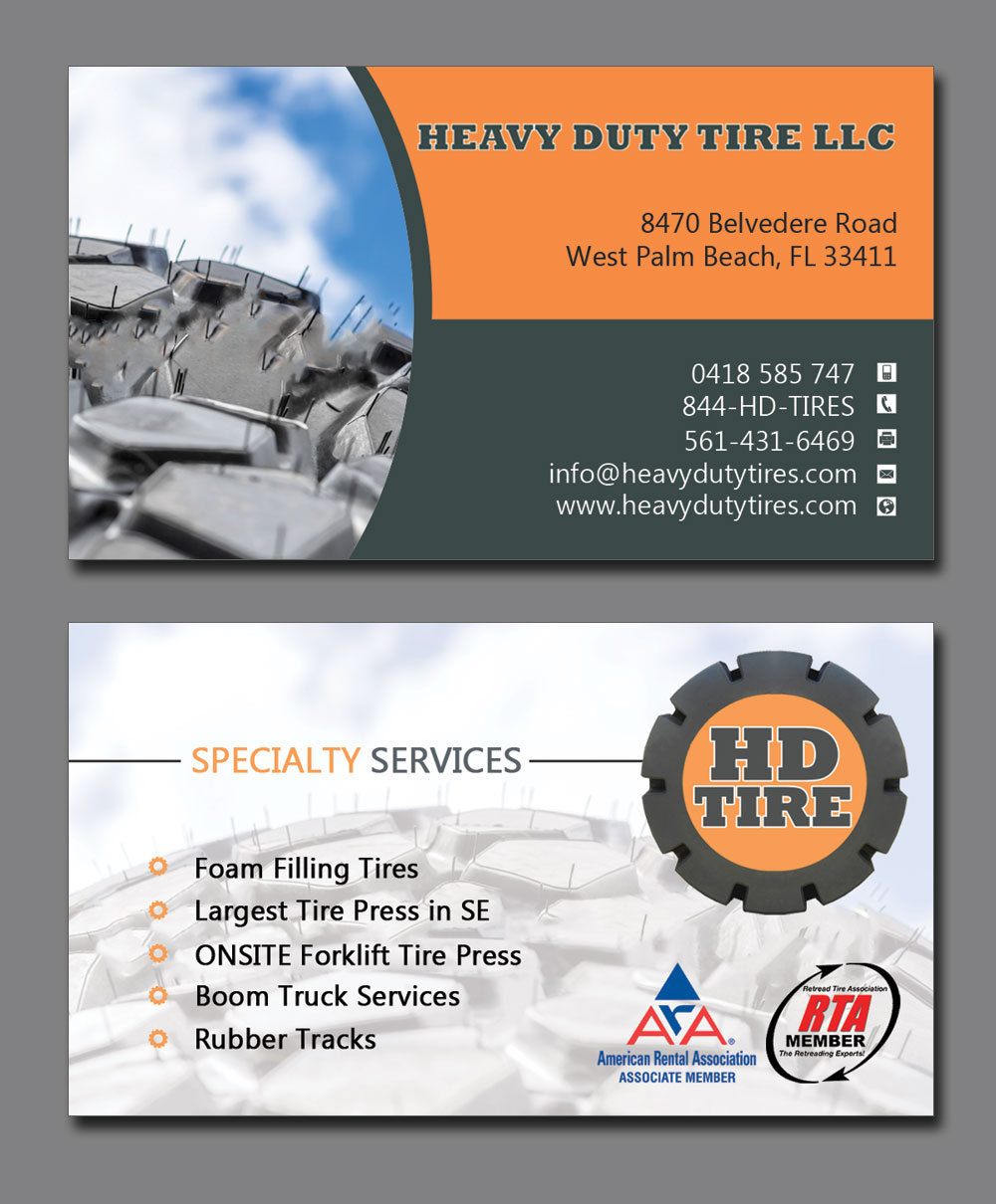 Business Card Design by Lanka Ama for HEAVY DUTY TIRE, LLC | Design #10227917