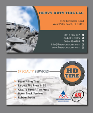 Business Card Design by Lanka Ama for HEAVY DUTY TIRE, LLC | Design: #10227917