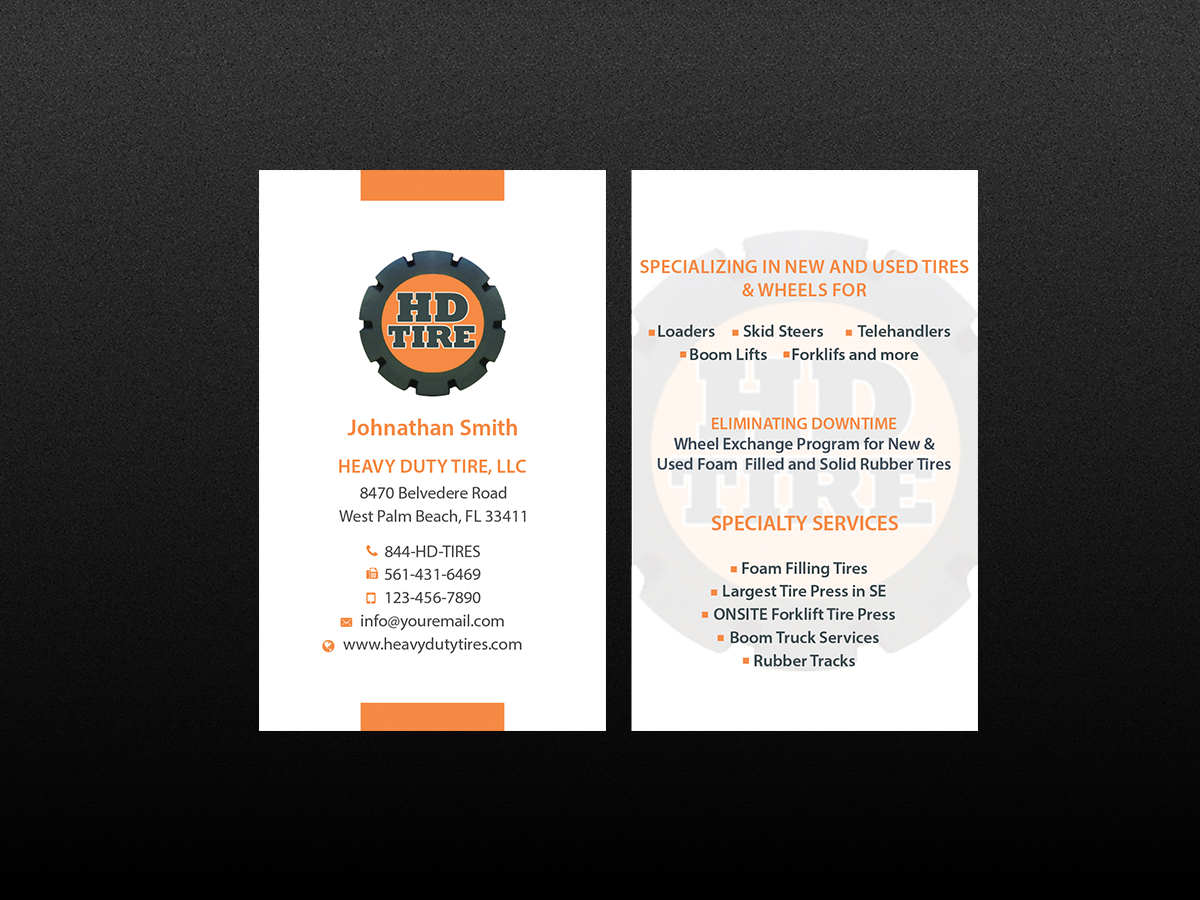 Business Card Design by Creations Box 2015 for HEAVY DUTY TIRE, LLC | Design #10229424