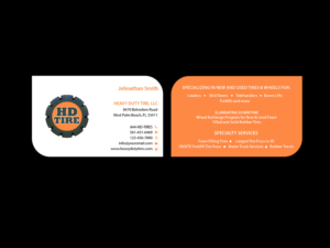 Business Card Design by Creations Box 2015 for HEAVY DUTY TIRE, LLC | Design: #10229437