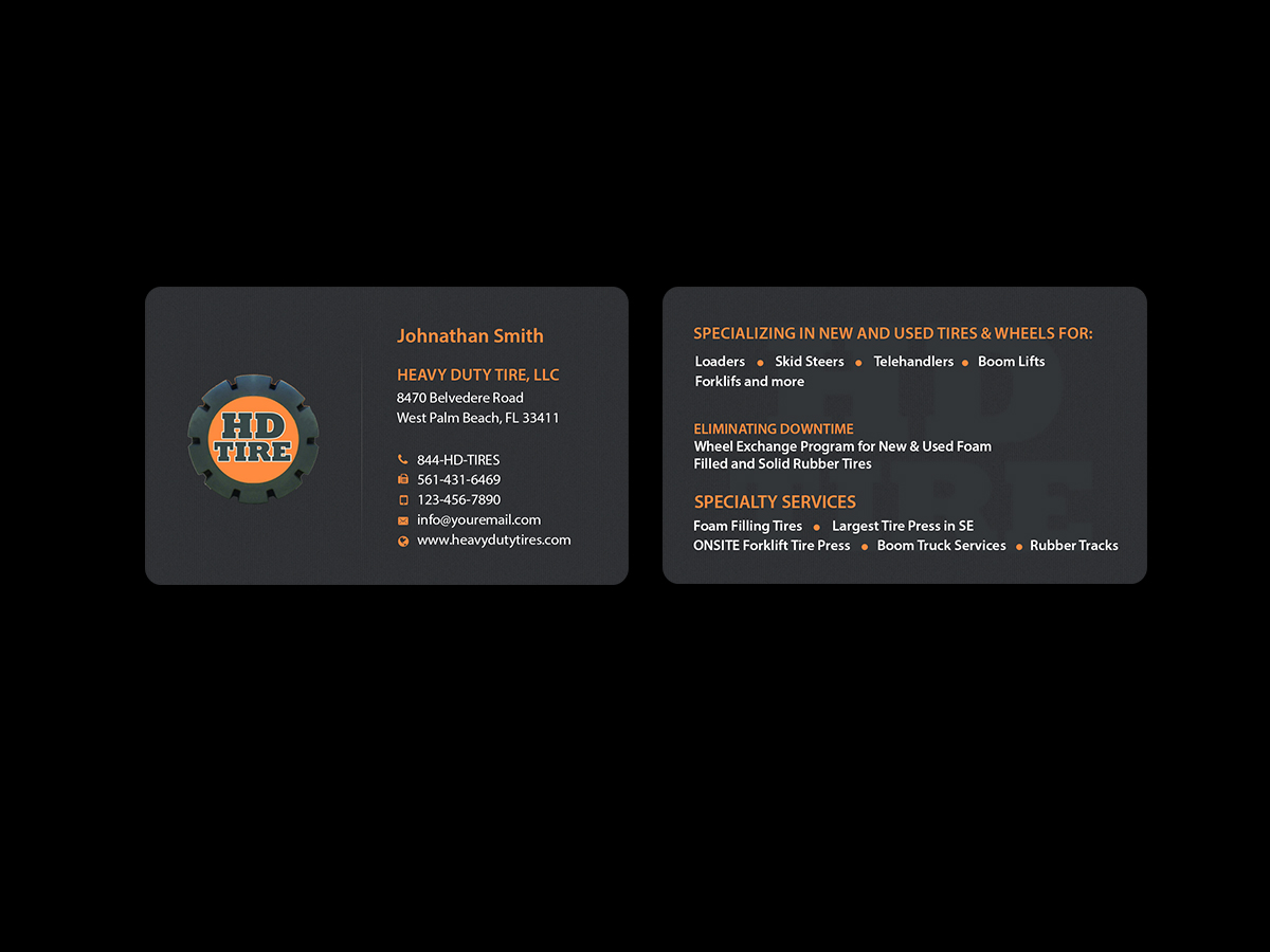 Business Card Design by Creations Box 2015 for HEAVY DUTY TIRE, LLC | Design #10229441