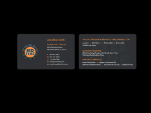 Business Card Design by Creations Box 2015 for HEAVY DUTY TIRE, LLC | Design: #10229441